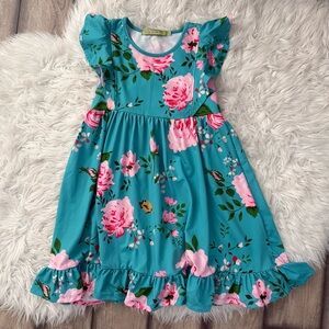 Millie Loves Lily Floral Blue and Pink Kids Dress